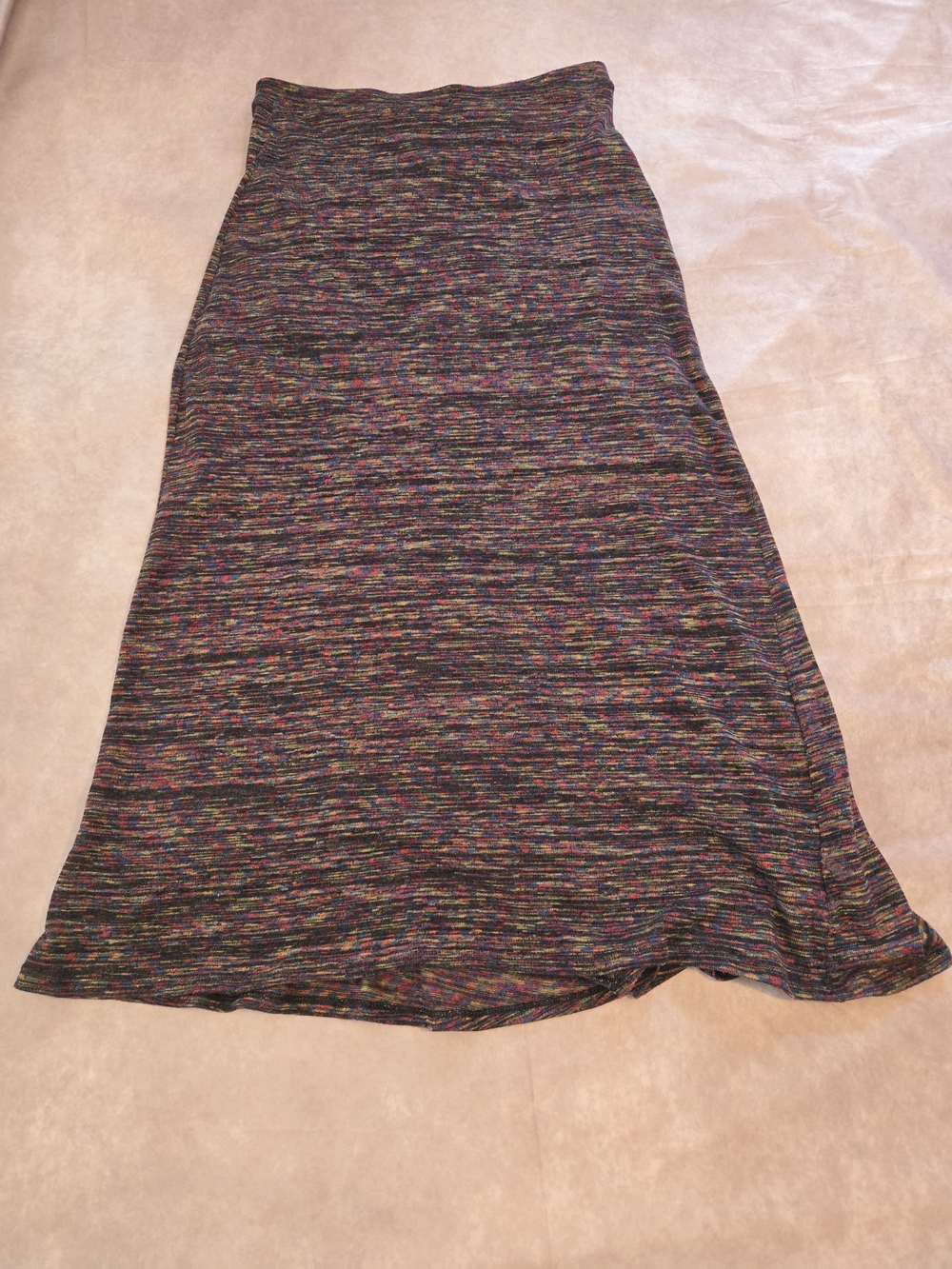 Multi-Color Space-Dye Maxi Skirt SzM Casual Stretchy Built In Slip No